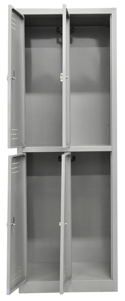 Armadio Spogliatoio 4 Ante 60x40x167 cm in Metallo Verniciato Grigio Chiaro
