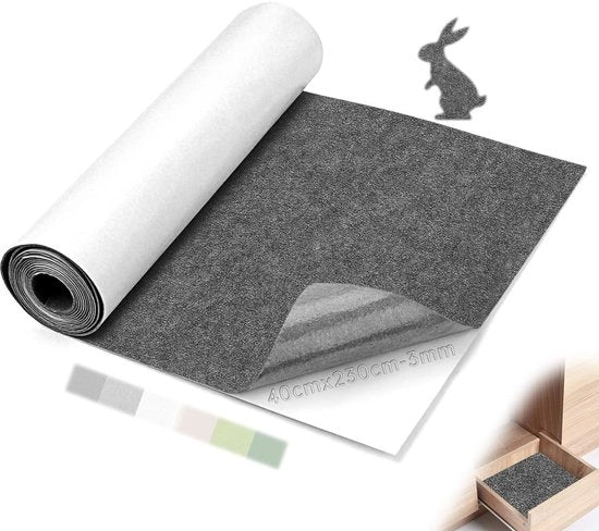 Veloce adesivo in velluto, 3 mm, adesivo, 230 x 40 cm, velluto, grigio, velluto, estensibile, per camioncini, scatole regalo, rivestimenti parete, rivestimento box, fai da te, protezione piedi, cornice foto