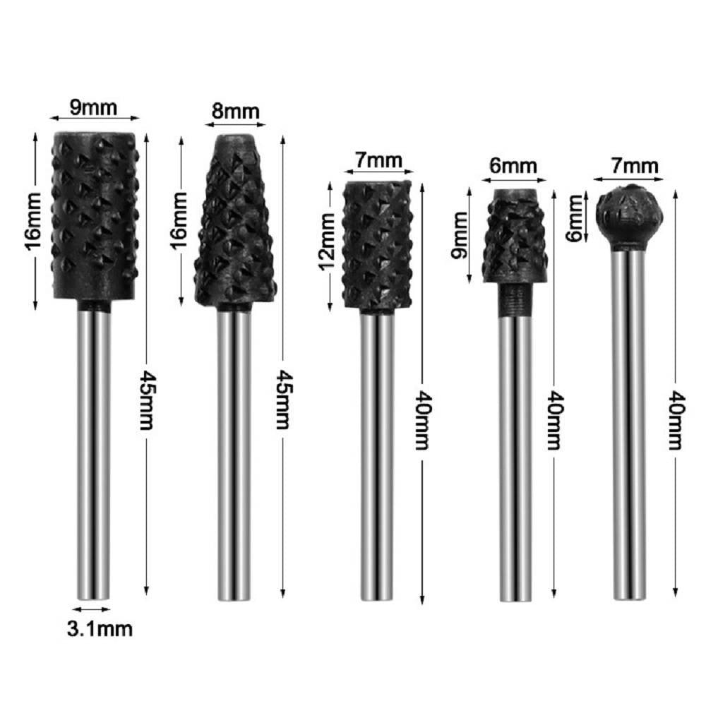 Trade Shop - Set 10 Mini Frese Raspe In Acciaio Per Lavorazione Rifinitura Legno Codolo 3 Mm -