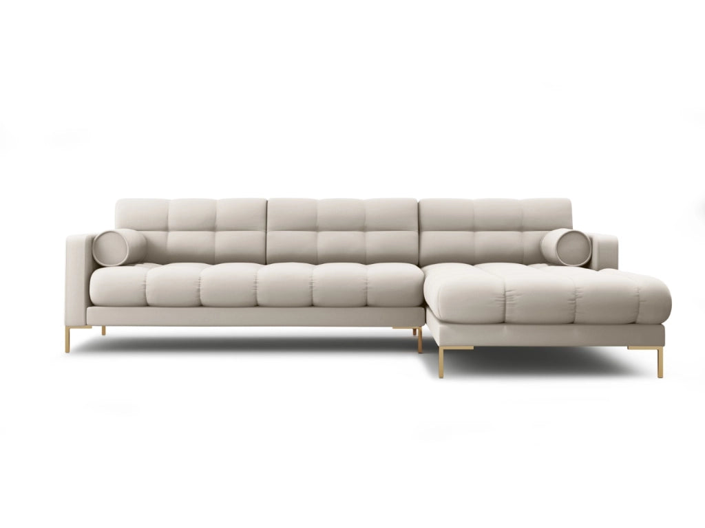 Cosmopolitan Design - Divano angolare destro "Bali" 5 posti in tessuto strutturato beige 