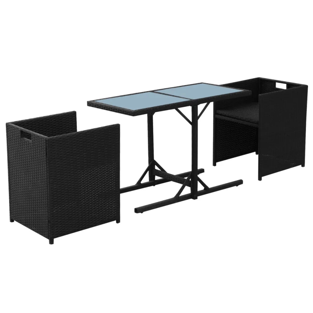 Set da Bistrot 3 pz con Cuscini in Polyrattan Nero cod mxl 40080