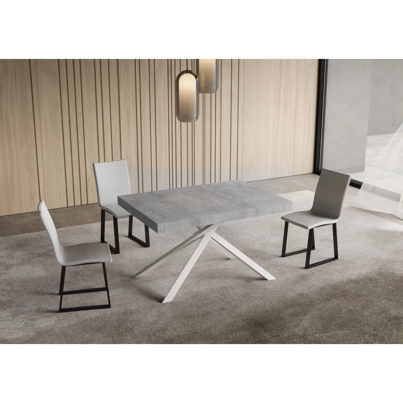 Tavolo allungabile 120/204x80 cm Niket telaio Bianche - Cemento