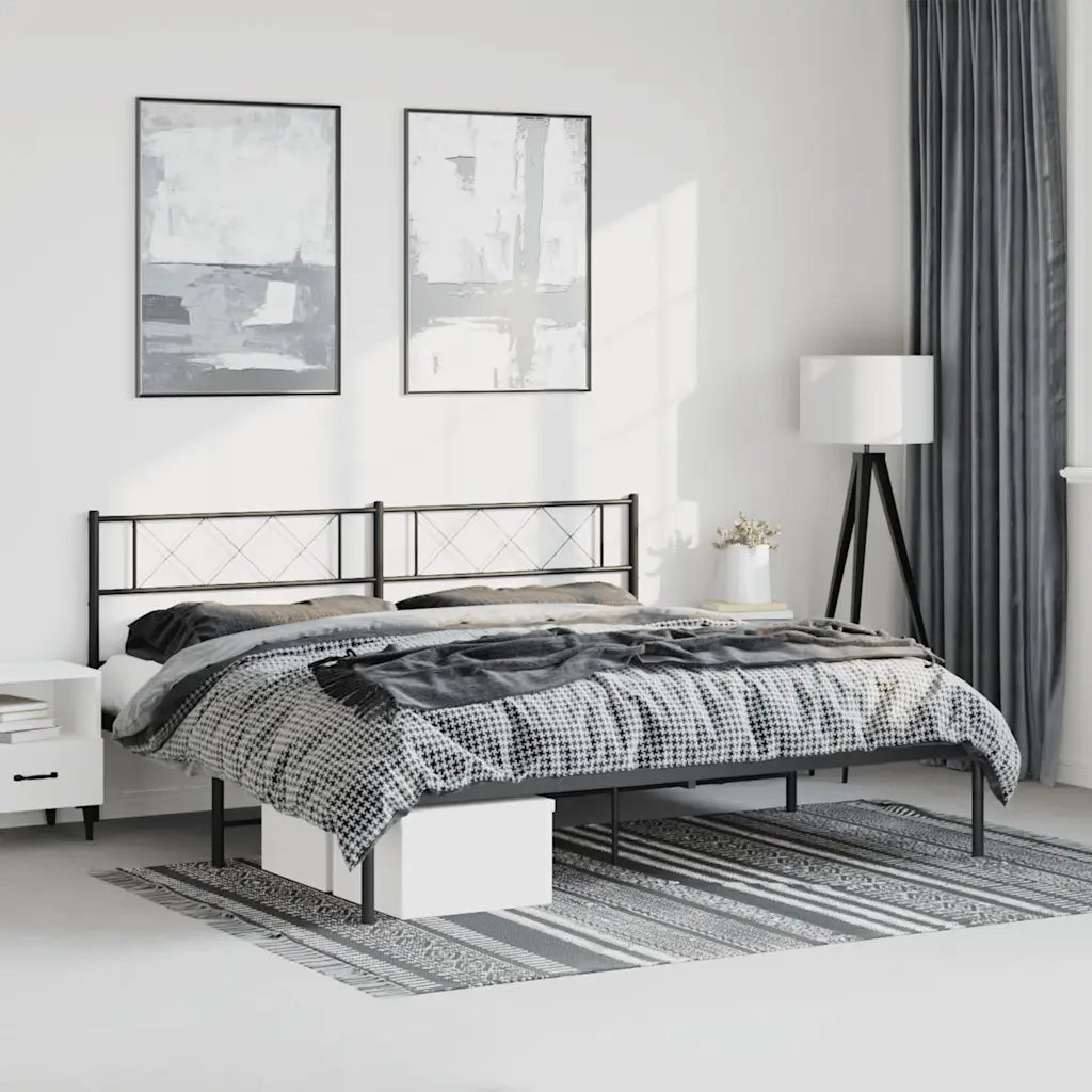 Giroletto con Testiera in Metallo Nero 183x213 cm 372282