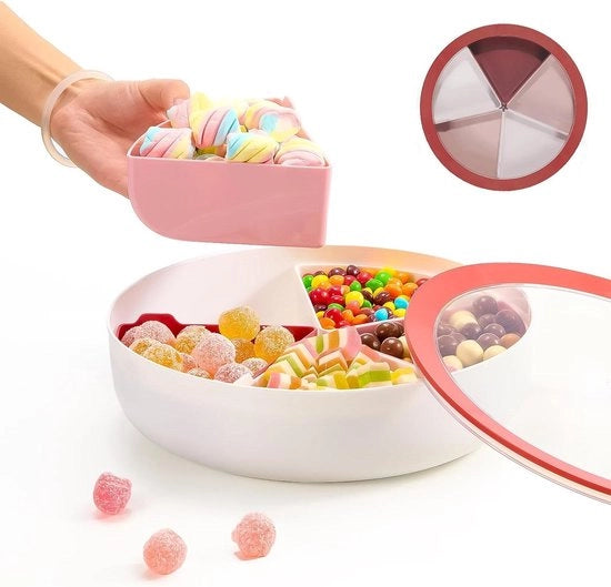Contenitore per dolci e snack con coperchio - utile per la conservazione e la presentazione - in rosso, dimensioni 28,6 x 8 cm