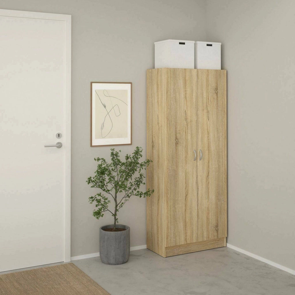 Scarpiera Erinni, Mobile portascarpe, Armadio da ingresso multiuso, Mobiletto per calzature, 69x35 h170 cm, Quercia