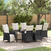 Set da pranzo da giardino 7 pezzi con cuscini Rattan nero