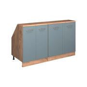 Mobile cucina sottotetto R-Line Grigio-blu/Rovere dorato 140 cm Set di 2 carcasse armadio profondità 60 cm Vicco