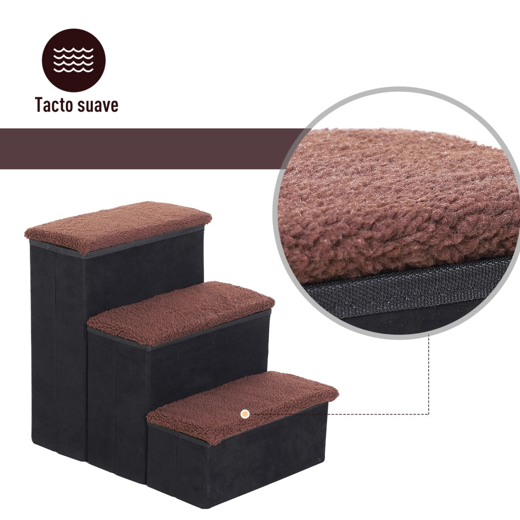 Scala per Animali Domestici Pieghevole 3 Gradini ¨C Xylo ¨C Nero con Contenitore 40x54x48 cm