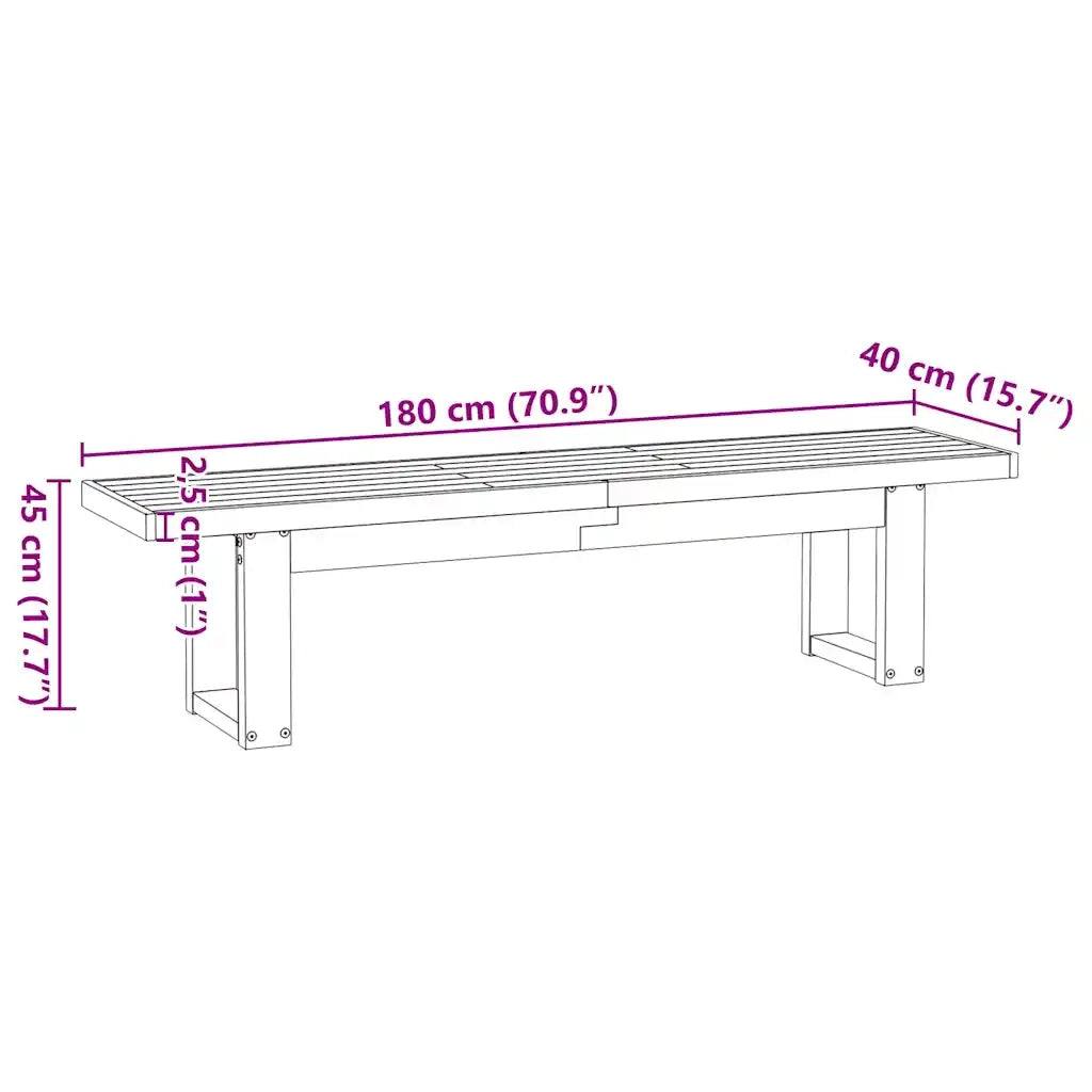 Panca Pranzo NOAIN Gambe a Forma U 180x40x45 cm Legno Massello