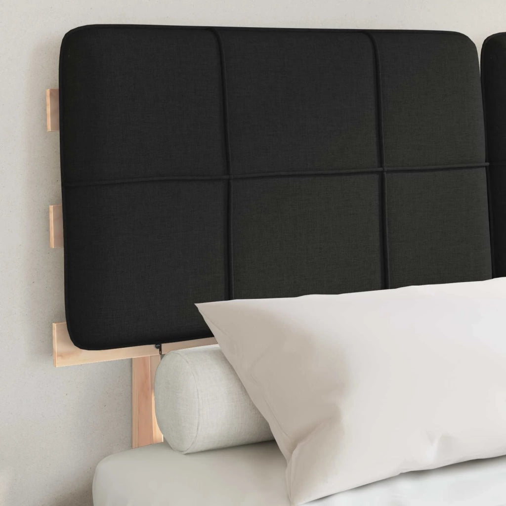 Letto con Testiera Rivestita Nero 150 x 200 cm Pino massello 877411