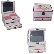 Trade Shop - Scatola Portagioie Amicizia Jh514 Porta Gioielli 16x14x10cm Cassetto Specchio -