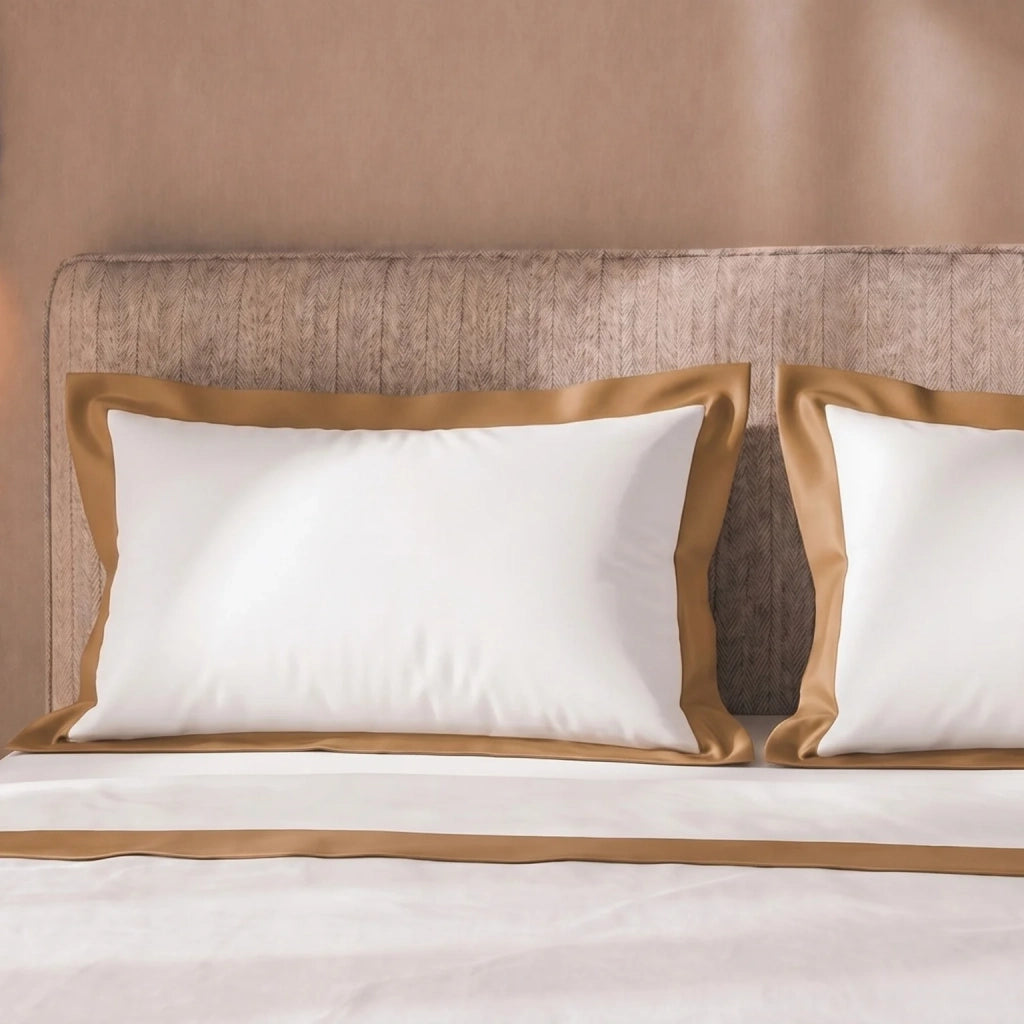 Set Lenzuola Letto Una Piazza e Mezza 100% Cotone | Lenzuolo Piano 190x295 cm, Lenzuolo con Angoli 130x200 cm e 1 Federa Coordinata | Lenzuola con Balza Decorativa in Raso Beige