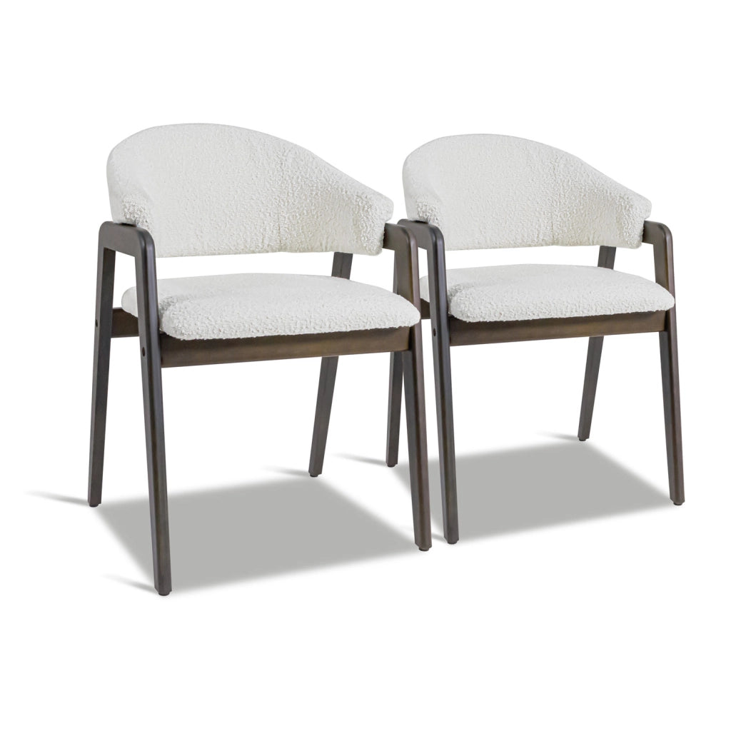 Canberra Bouclè - Coppia di 2 poltroncine in legno massello di Parawood e tessuto bouclè antimacchia