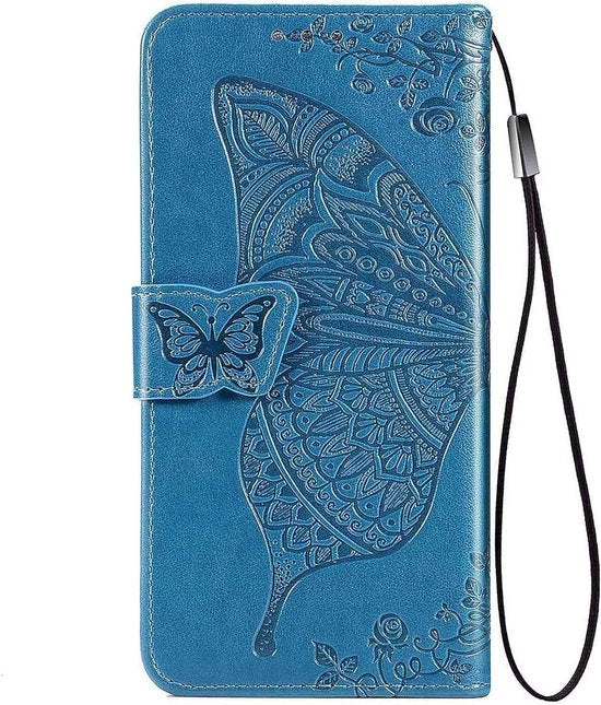 Portafoglio Hoesa per Smartphone con Disegno Farfalla - Blu