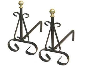 ALARI PER CAMINO CON POMOLI IN OTTONE- - cm.19x31x30h. - 1 coppia MILLE
