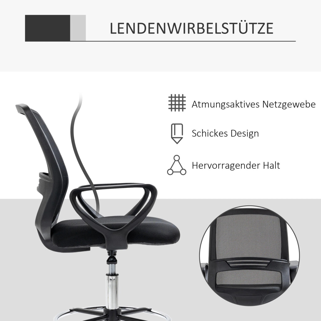 SEDIA DA UFFICIO Girevole regolabile 68x66x100-120 cm Nero Plastica