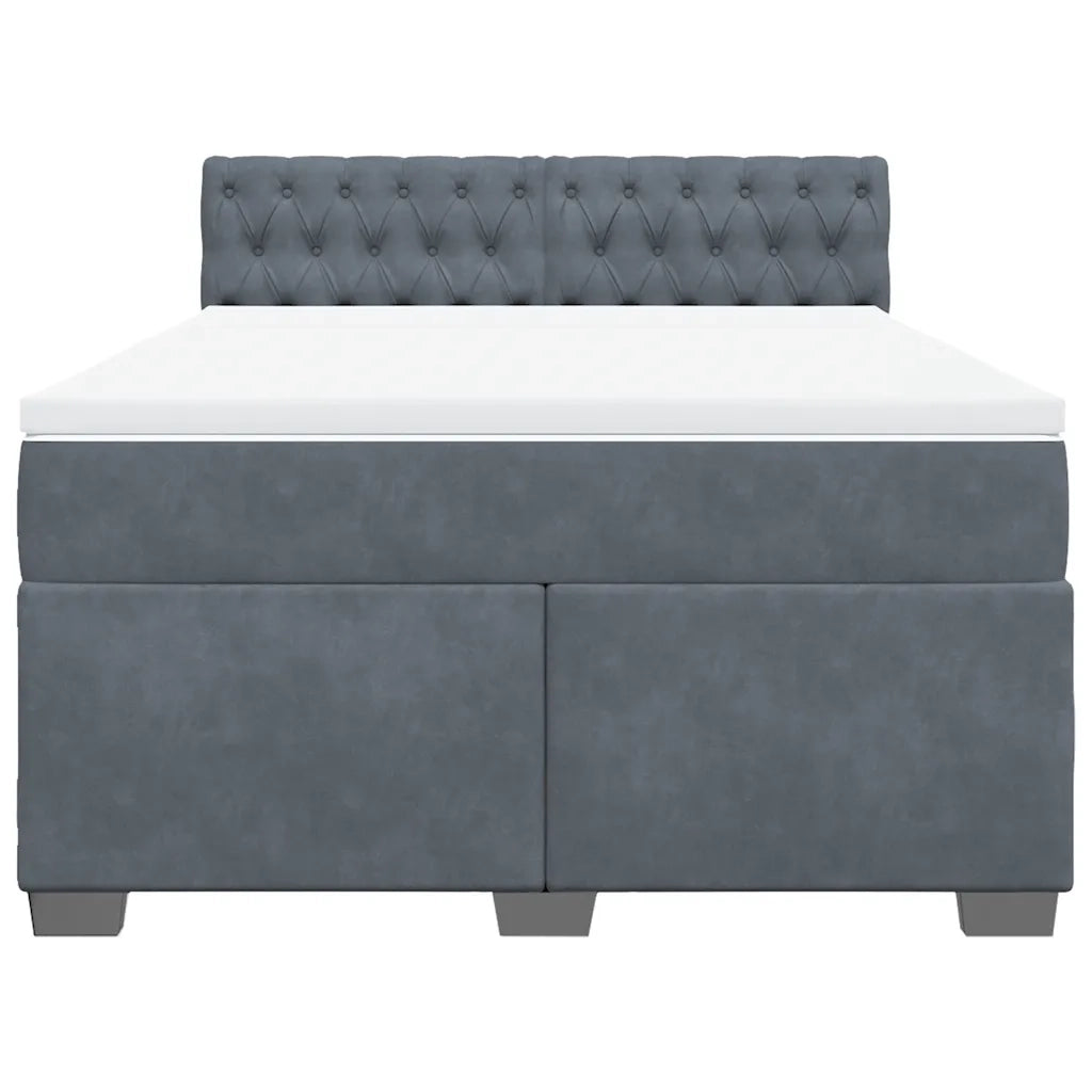 Giroletto a Molle con Materasso Grigio Scuro 140x190 cm Velluto 3288613