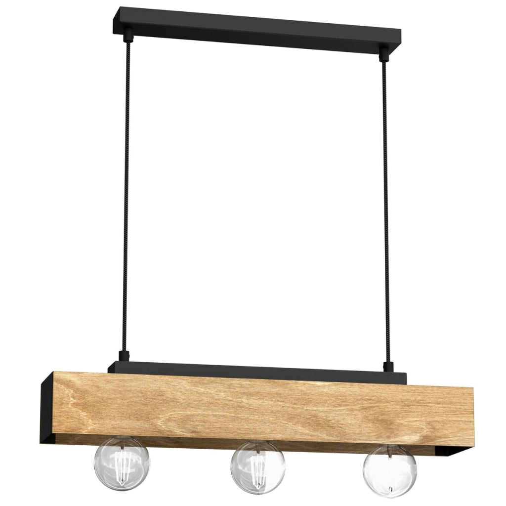 Lampada a sospensione trave legno 57 cm Miluza 3xE27 Luminex