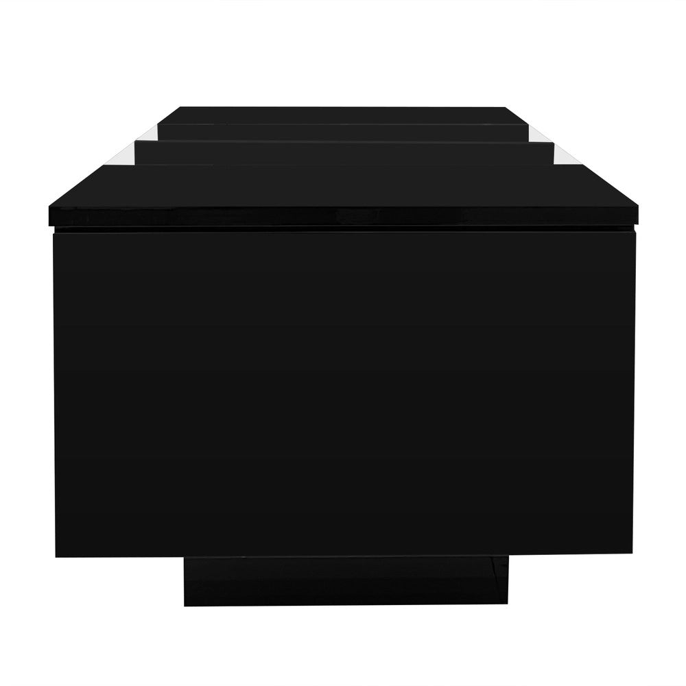 Tavolino da Caff¨¨ con LED ¨C MINIMAL ¨C Nero Lucido 120x50x38,5