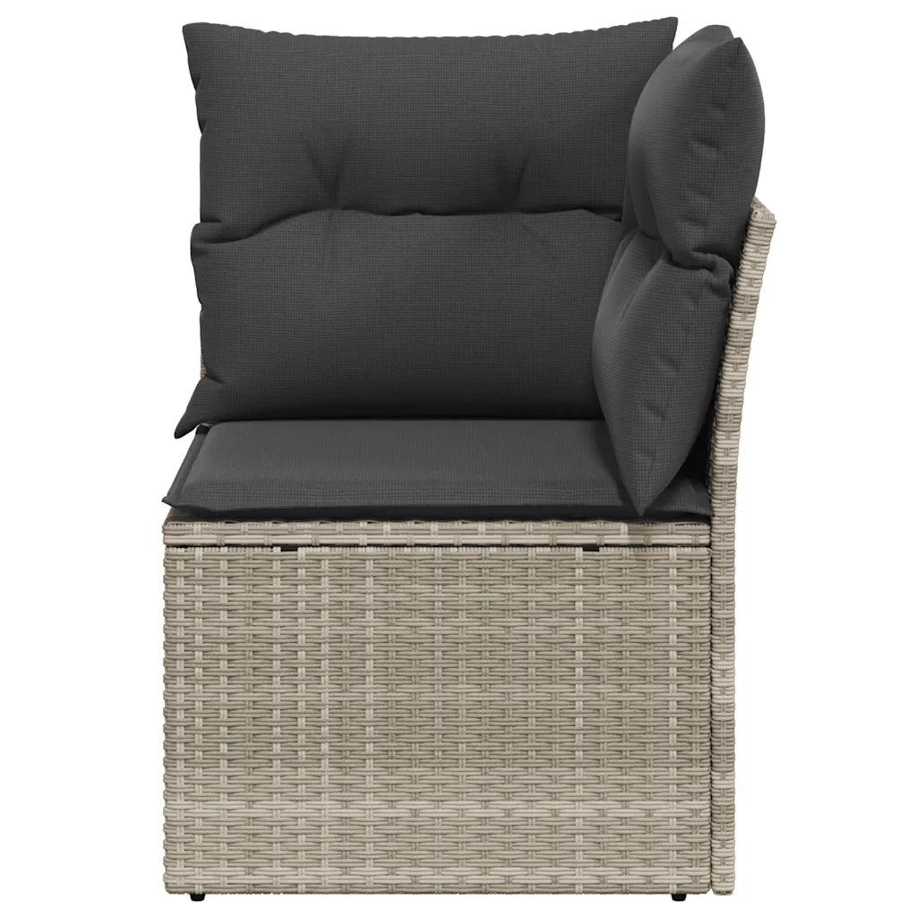 Divano Angolare Giardino con Cuscini Grigio Chiaro Polyrattan 366191