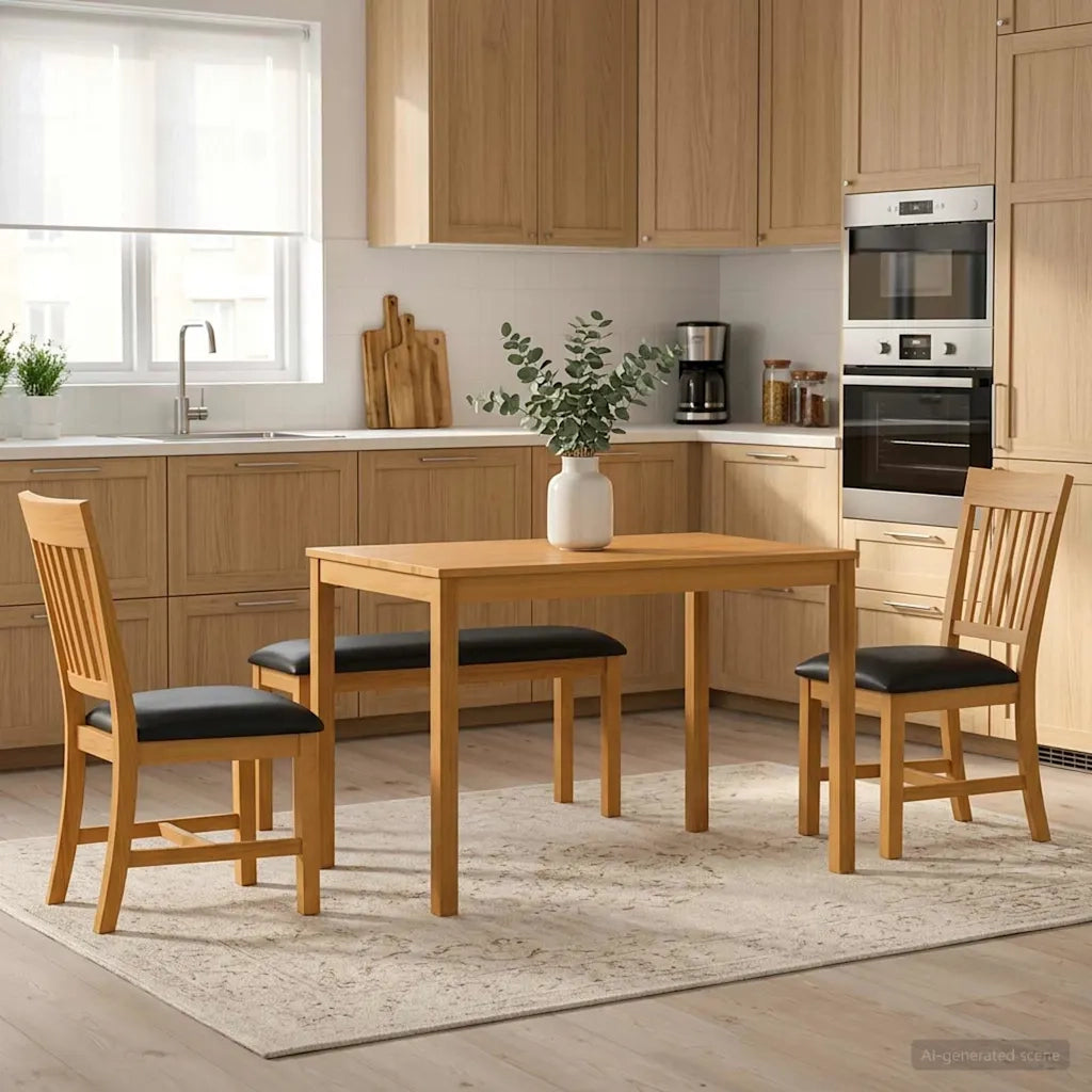 Set da pranzo 4 pz Nero Legno di Quercia Massello 3430298