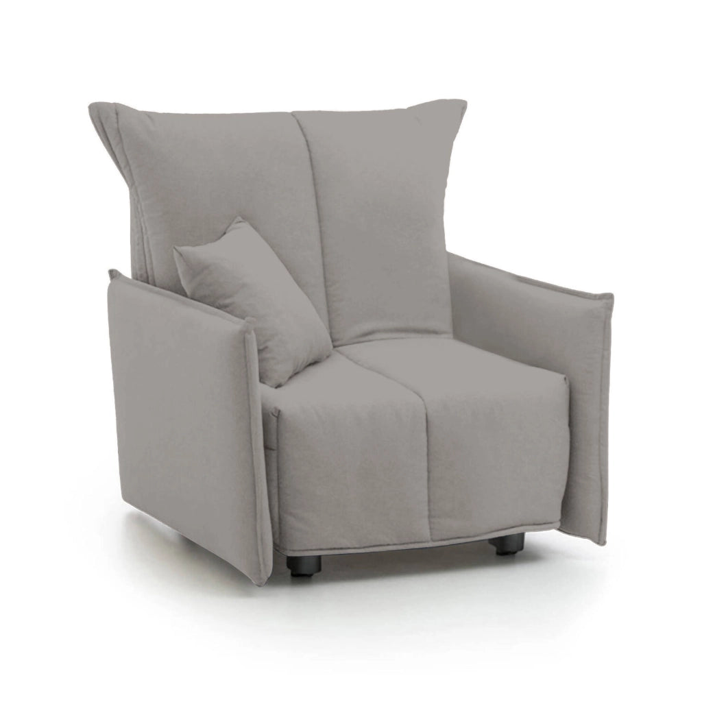 Divano Letto Atlantis, Divano singolo, Made in Italy, Poltrona soggiorno con apertura a carrello, in tessuto imbottito, con Braccioli standard, cm 110x90h85, colore Grigio