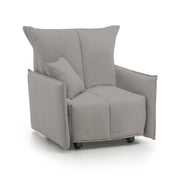 Divano Letto Atlantis, Divano singolo, Made in Italy, Poltrona soggiorno con apertura a carrello, in tessuto imbottito, con Braccioli standard, cm 110x90h85, colore Grigio