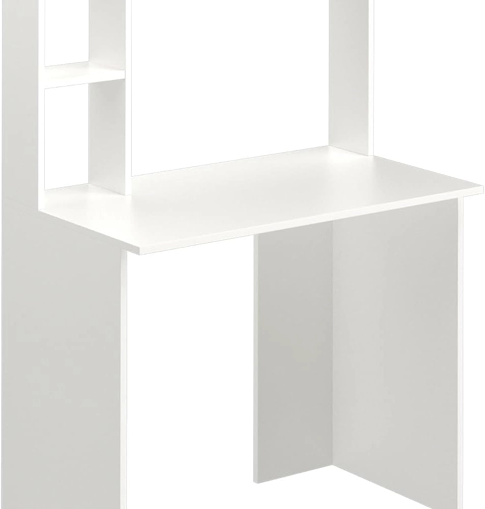 Scrivania con ripiani Albano, Bianco, 90 x 51.6 cm, con ripiani aperti e chiusi per la conservazione