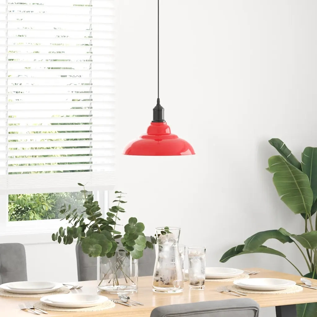 Lampada Sospensione Regolabile E27 Rosso Lucido ?31 cm Metallo CFW6064607
