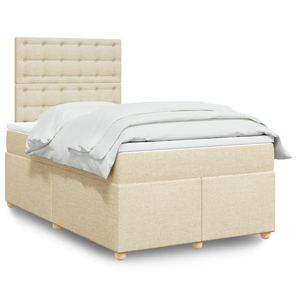Giroletto a Molle con Materasso Crema 120x200 cm in Tessuto