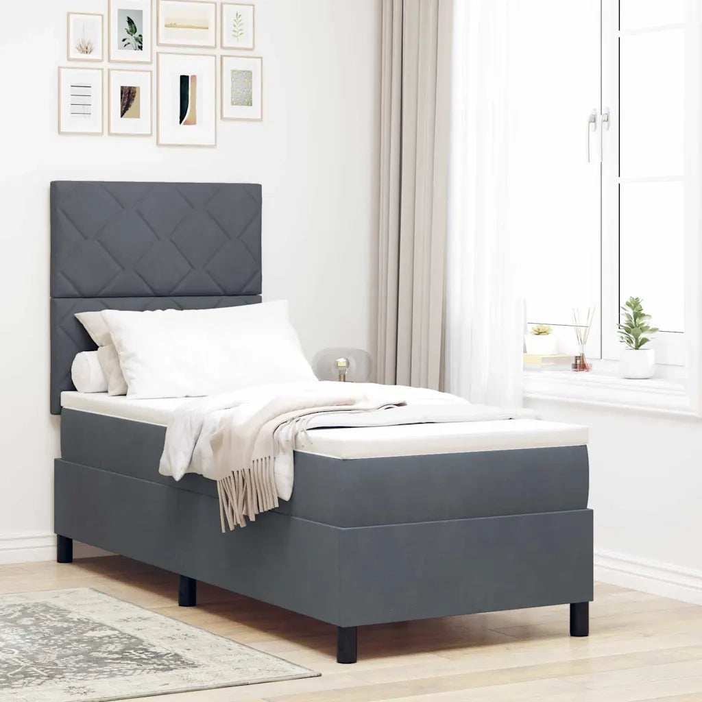 Letto a molle con materasso Grigio scuro 80 x 200 cm Tessuto 3339861