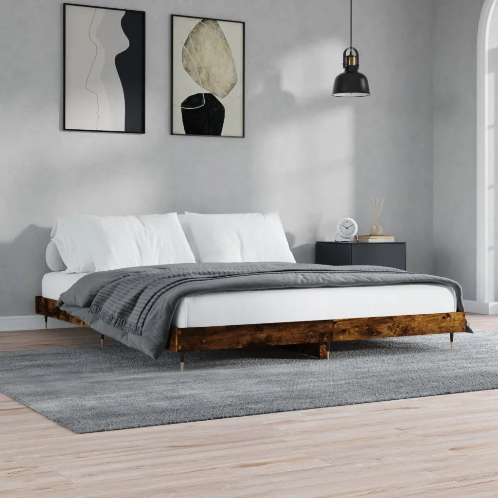 Giroletto senza Materasso Rovere Fumo 200x200 cm in Truciolato 832114