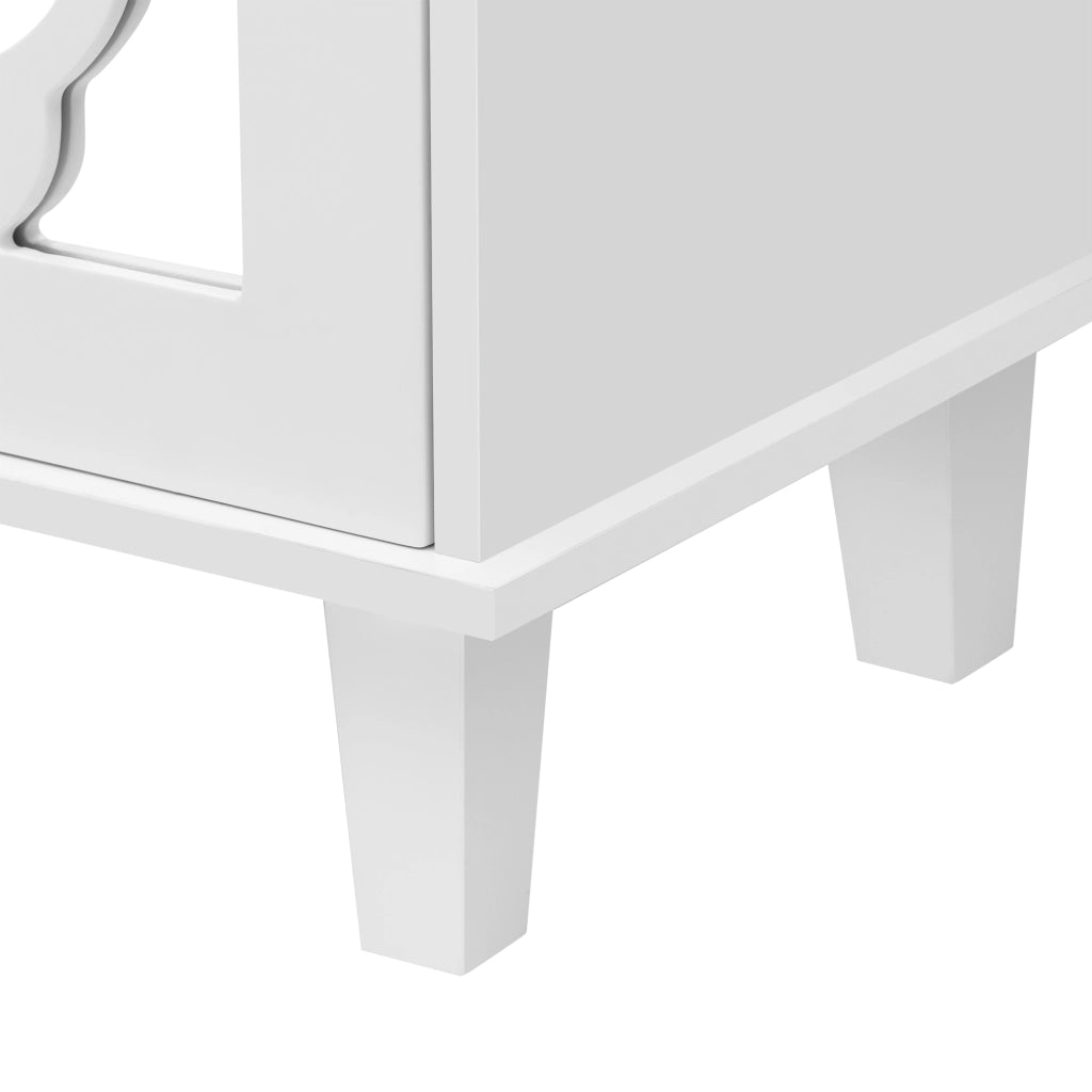 Credenza con 4 Ante a Specchio; 2 Cassetti e Ripiani Regolabili; Stile Moderno; in MDF; 140??40??83 cm; Bianco