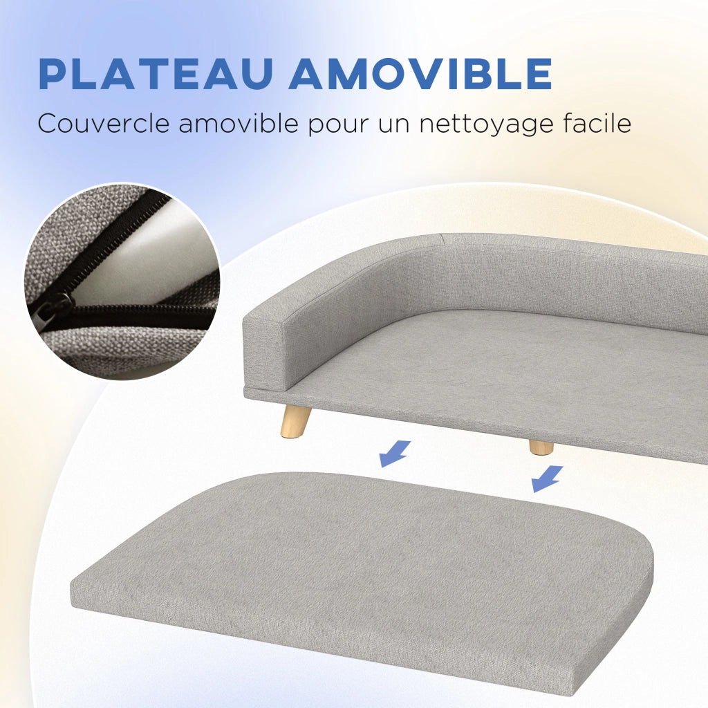Letto per cani grande con cuscino lavabile ¨C zephmum ¨C grigio 98x67x25 cm