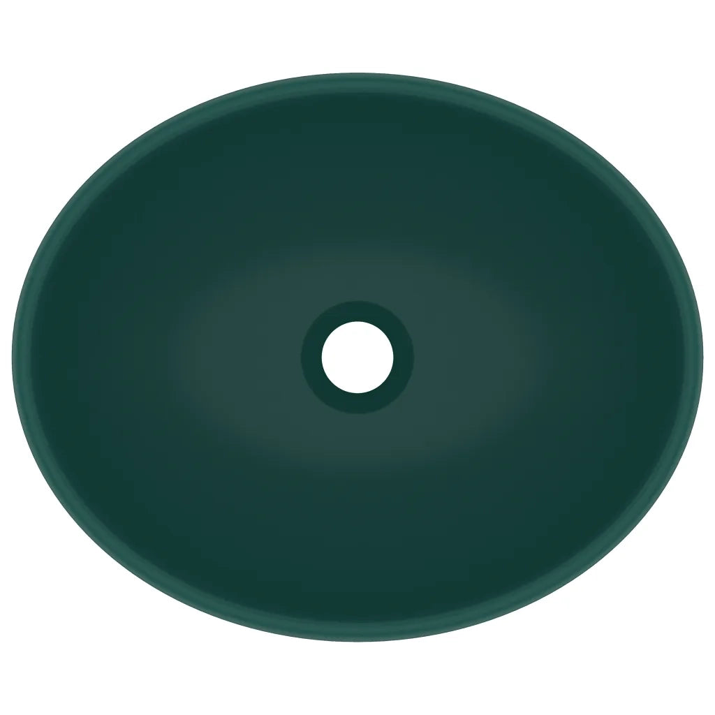 Lavandino Lusso Ovale Verde Scuro Opaco 40x33 cm in Ceramica 146926