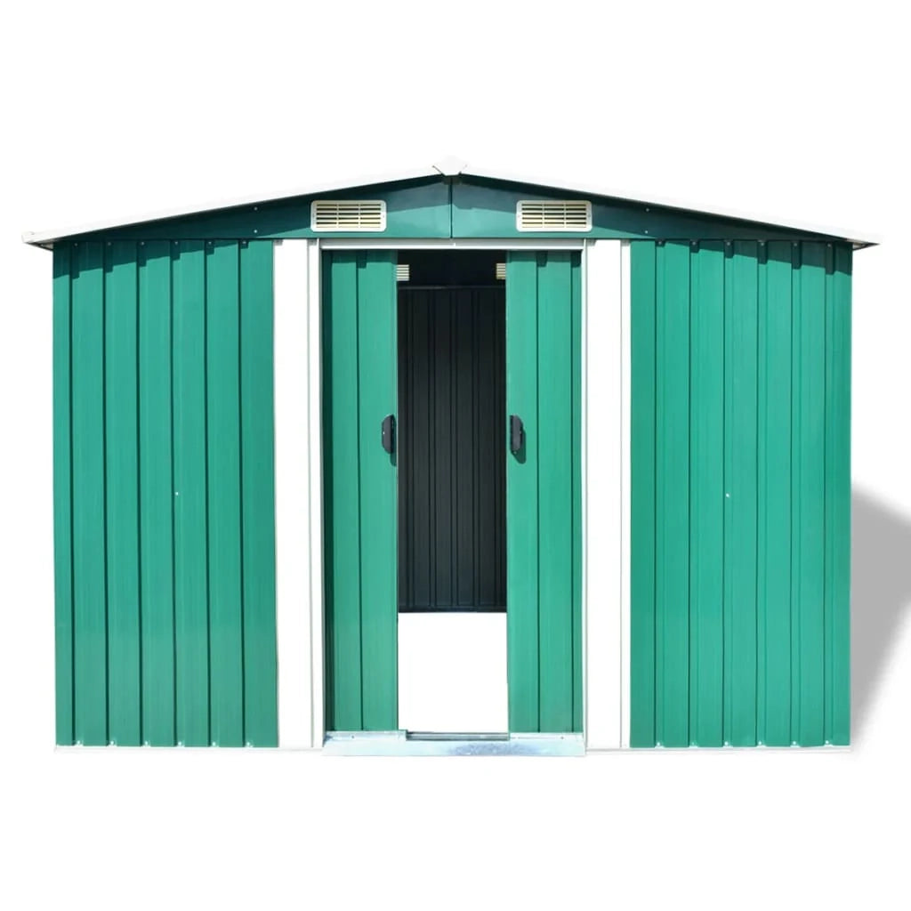 Casetta da giardino cabina ripostiglio capanno da esterno capanno per attrezzi metallo robusto 257 x 205 x 178 cm verde 02_0022391