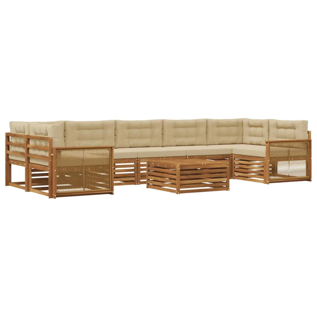 Set di divani da esterno 8 pz Naturale e Beige 3383151