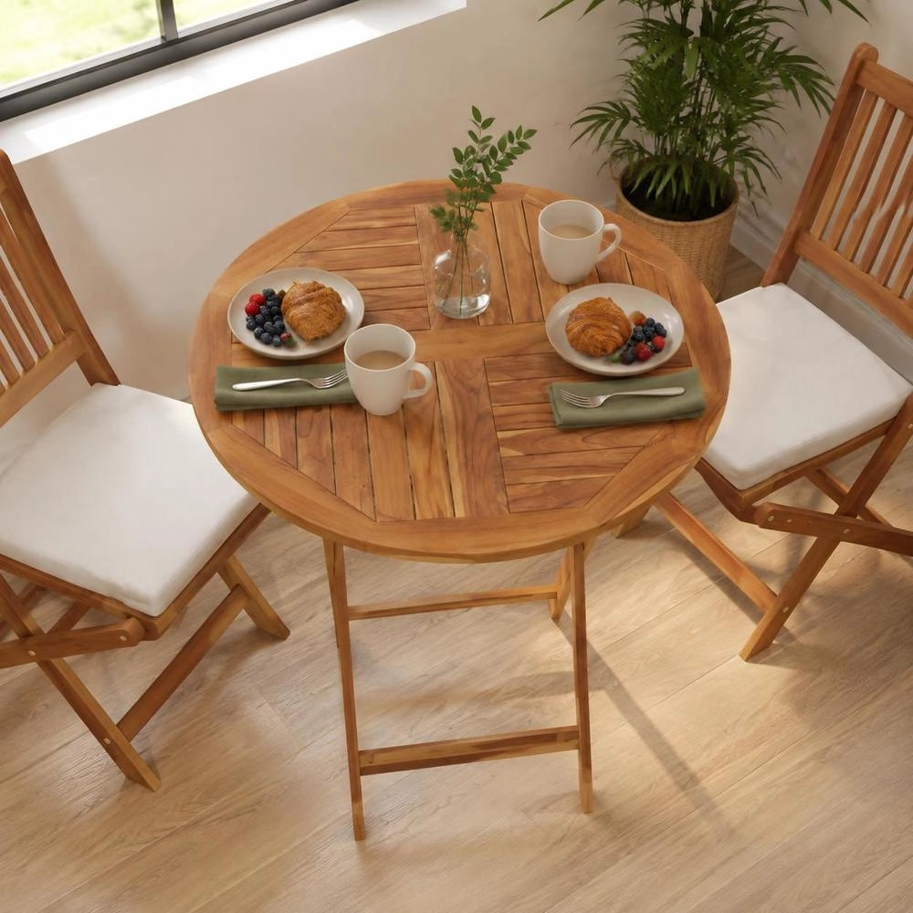 Tabletop Solid Teak Wood, Round, 2.5 Cm Thick, 80 Cm Diameter