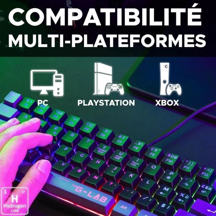 Tastiera da gioco - THE G-LAB - KEYZ-HYDRO-BKG/FR - Membrana 60% 2 colori Tasti neri + grigi
