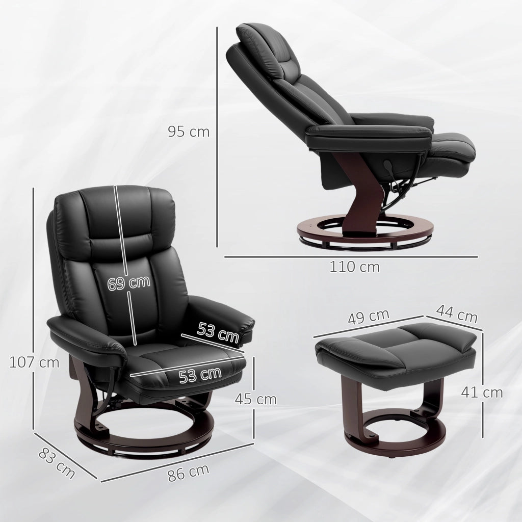 Poltrona Relax Reclinabile con Poggiapiedi ¨C Zephmum ¨C Nero, Similpelle