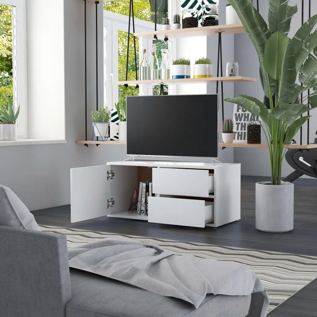 Mobile Porta TV Bianco 80x34x36 cm in Legno Multistrato 801850