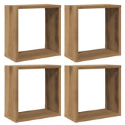 4 pz Mensole Parete | Mensola sospesa a Cubo Artigianale 30x15x30 cm Truciolato
