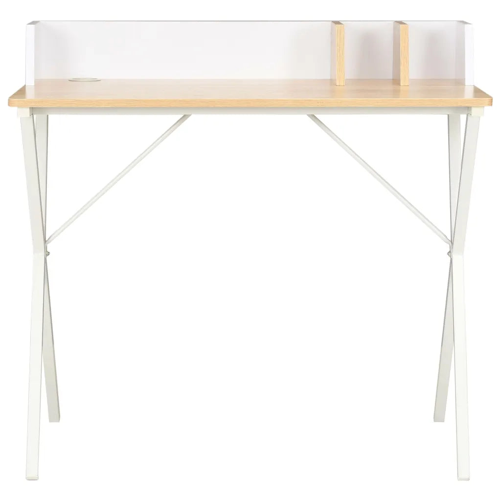 Scrivania Bianca e Naturale 80x50x84 cm 20273