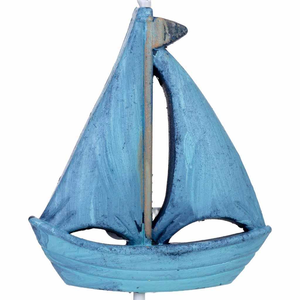 Gancio da parete a forma di barca in legno blu, 9x4x16h cm