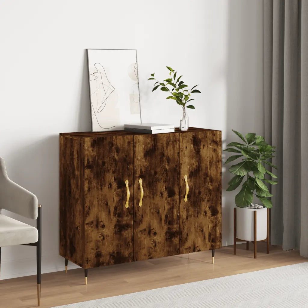 Credenza | Madia | Buffet da pranzo | Armadio da pranzo Rovere Fumo 90x34x80 cm in Legno Multistrato
