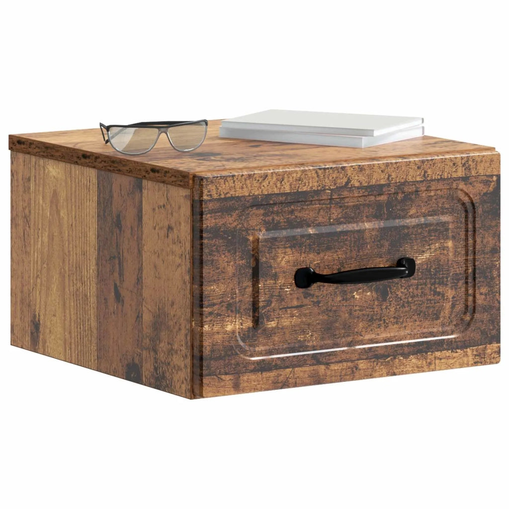 Mobiletto da notte a muro 2 pcs Legno antico 34,5 x 33 x 20 cm 899292