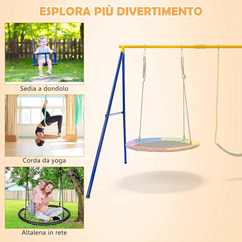 Supporto per Altalena Bambini, Base da Altalena per Bambini in Metallo, Strattura per Altalena da Giardino, Portata 300 kg