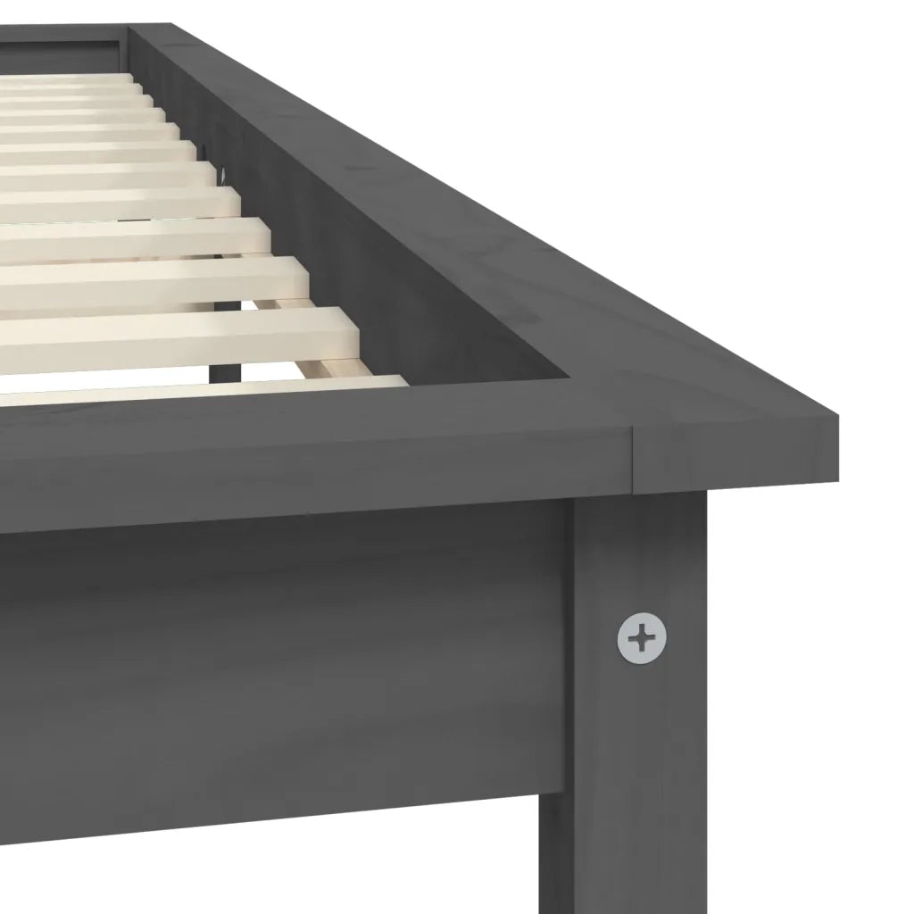 Giroletto-Struttura Letto Grigio 200x200 cm in Legno Massello di Pino