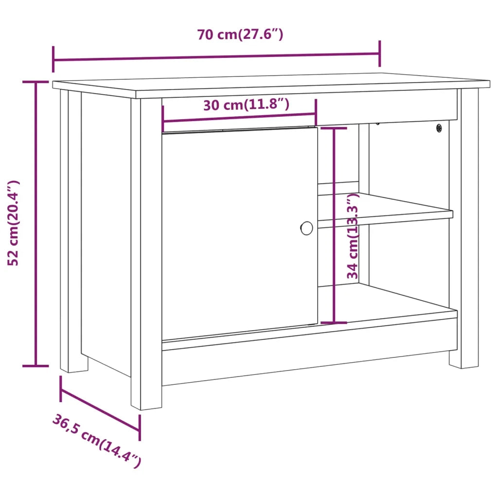 Mobile Porta TV Grigio 70x36,5x52 cm in Legno Massello di Pino 814581
