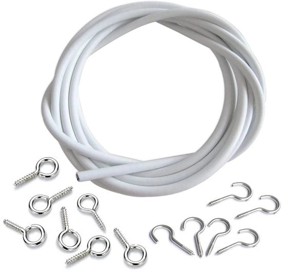 Set di corda per tende - 5 metri - con occhielli e ganci - duraturo